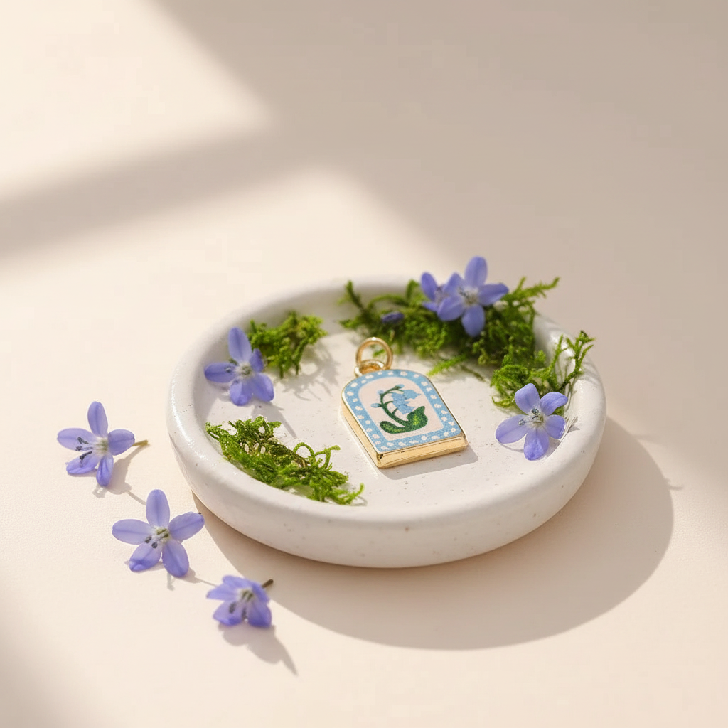 Bluebell arch charm - ceramic dish moss