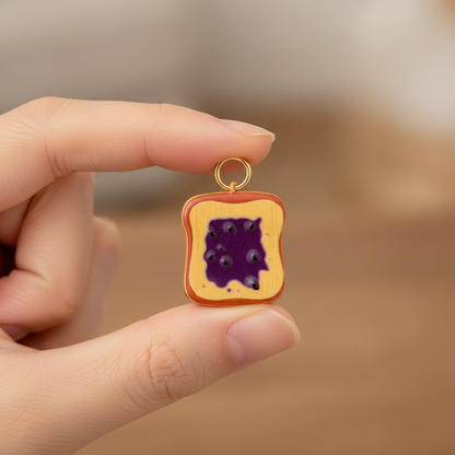 Blueberry Toast Charm - Hand