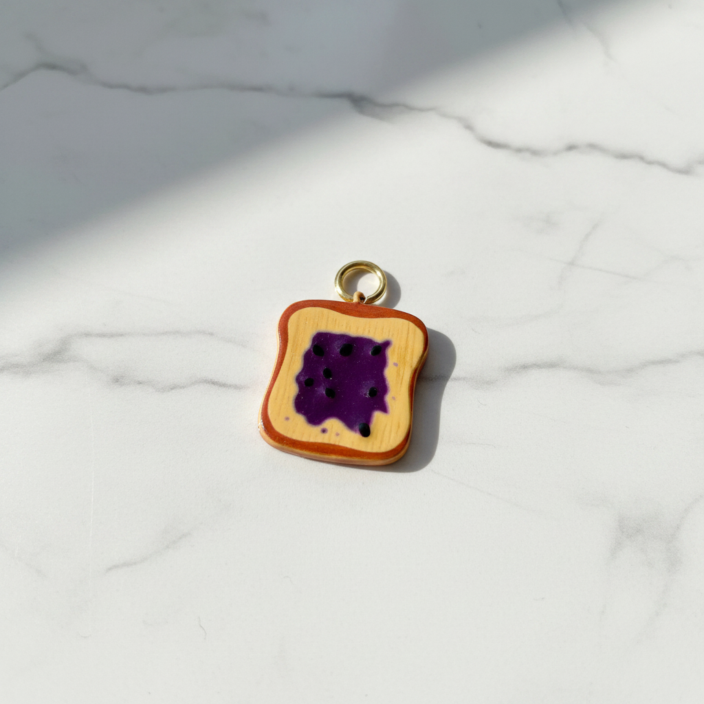 Blueberry Toast Charm - Marble