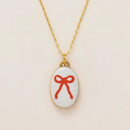 Bow Oval Charm Front