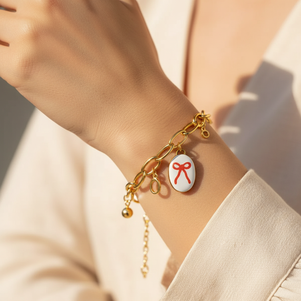 Bow Oval Charm Wrist