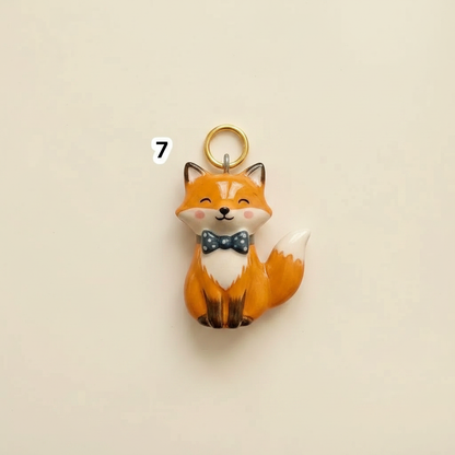Bow-tie Fox Charm - Beige Background