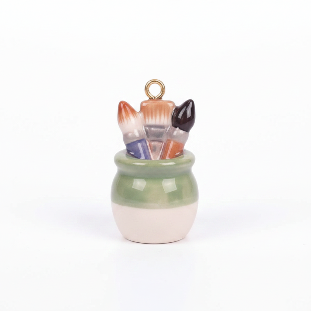 Brush Jar Charm - Front White BG
