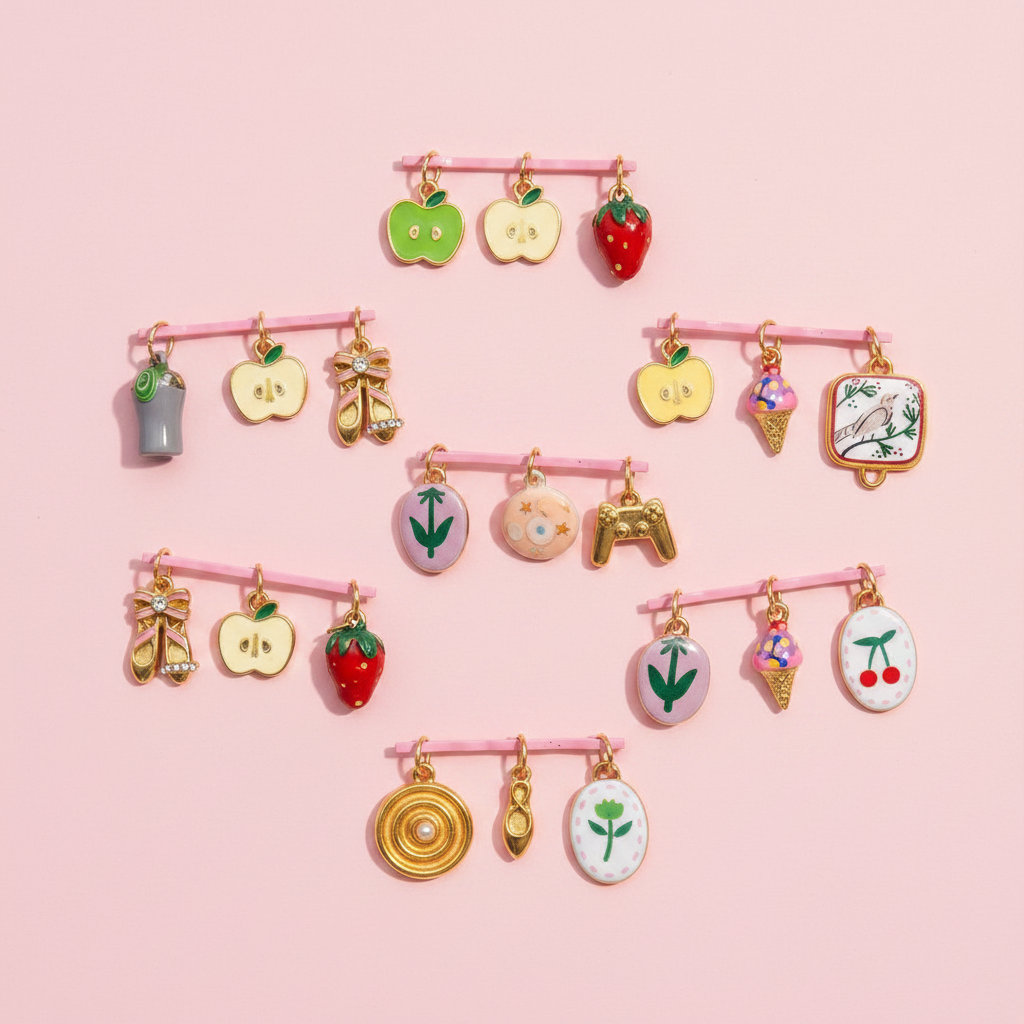 Charm Hair Pins - Flatlay Pink