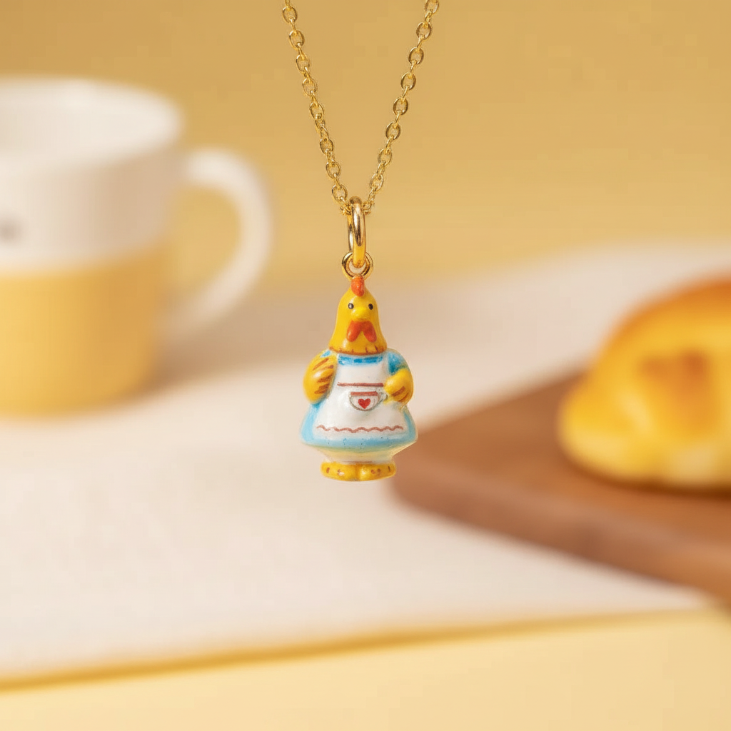 Chicken Charm 3 - Gold Chain