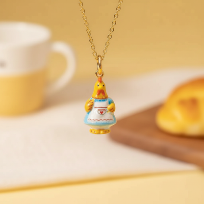 Chicken Charm 3 - Gold Chain
