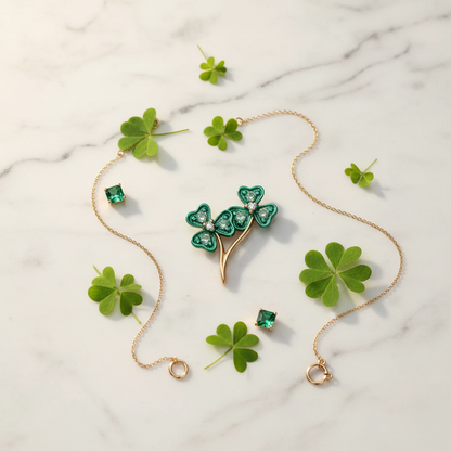 Clover Charm Marble Flatlay