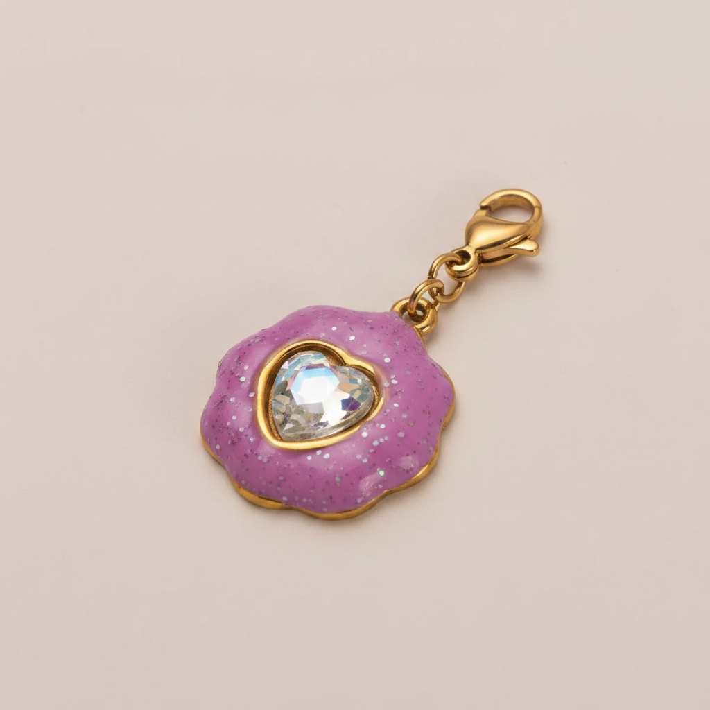 Cookie Heart Charm - 3/4 View