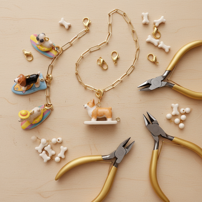 Corgi Charm - DIY Bone Flatlay