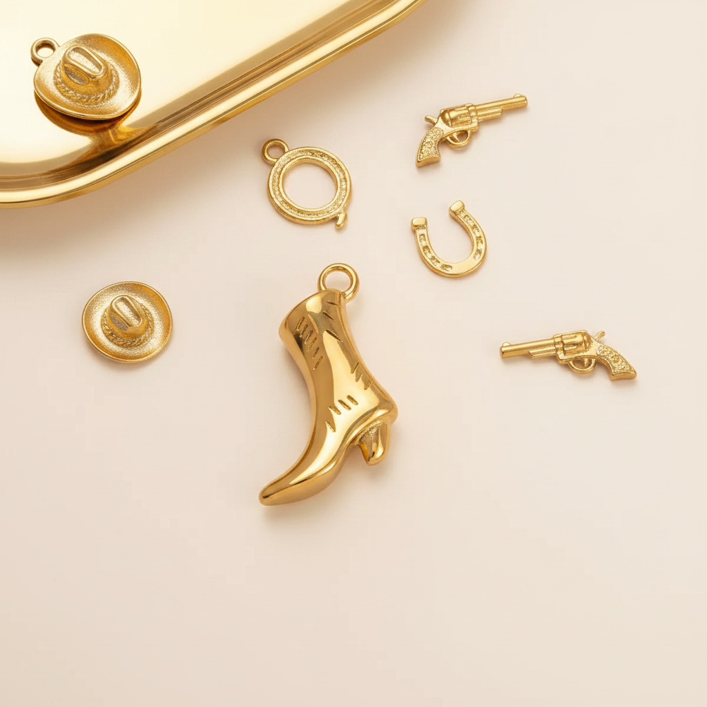 Cowboy Boot Charm - Gold Jewelry Tray