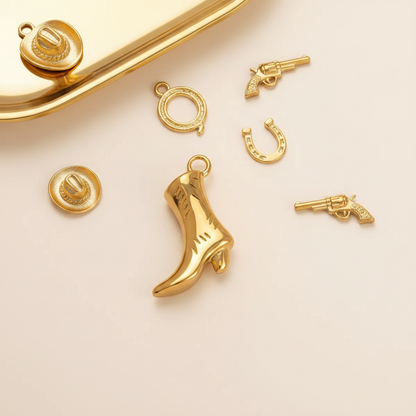 Cowboy Boot Charm - Gold Jewelry Tray
