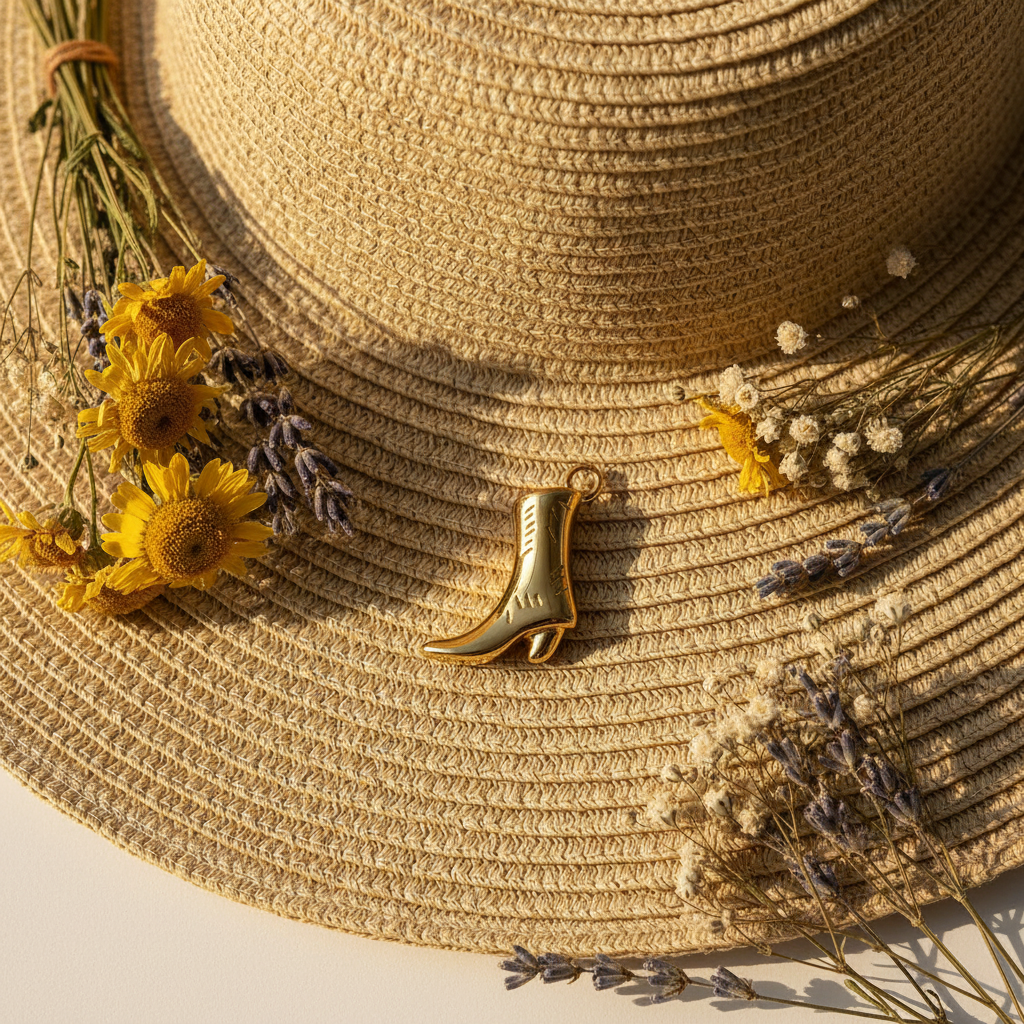 Cowboy Boot Charm - Straw Hat Boho