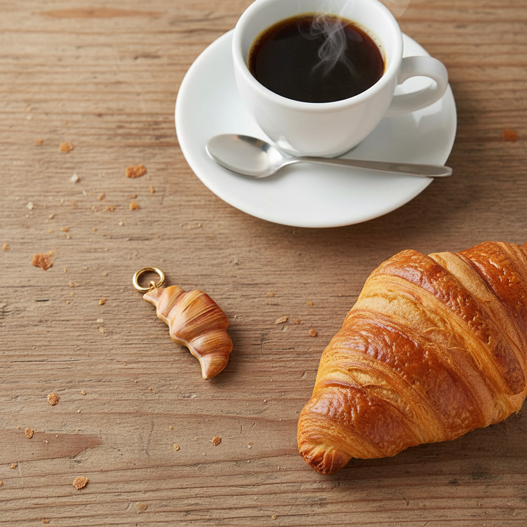 Croissant Charm - Cafe Flatlay