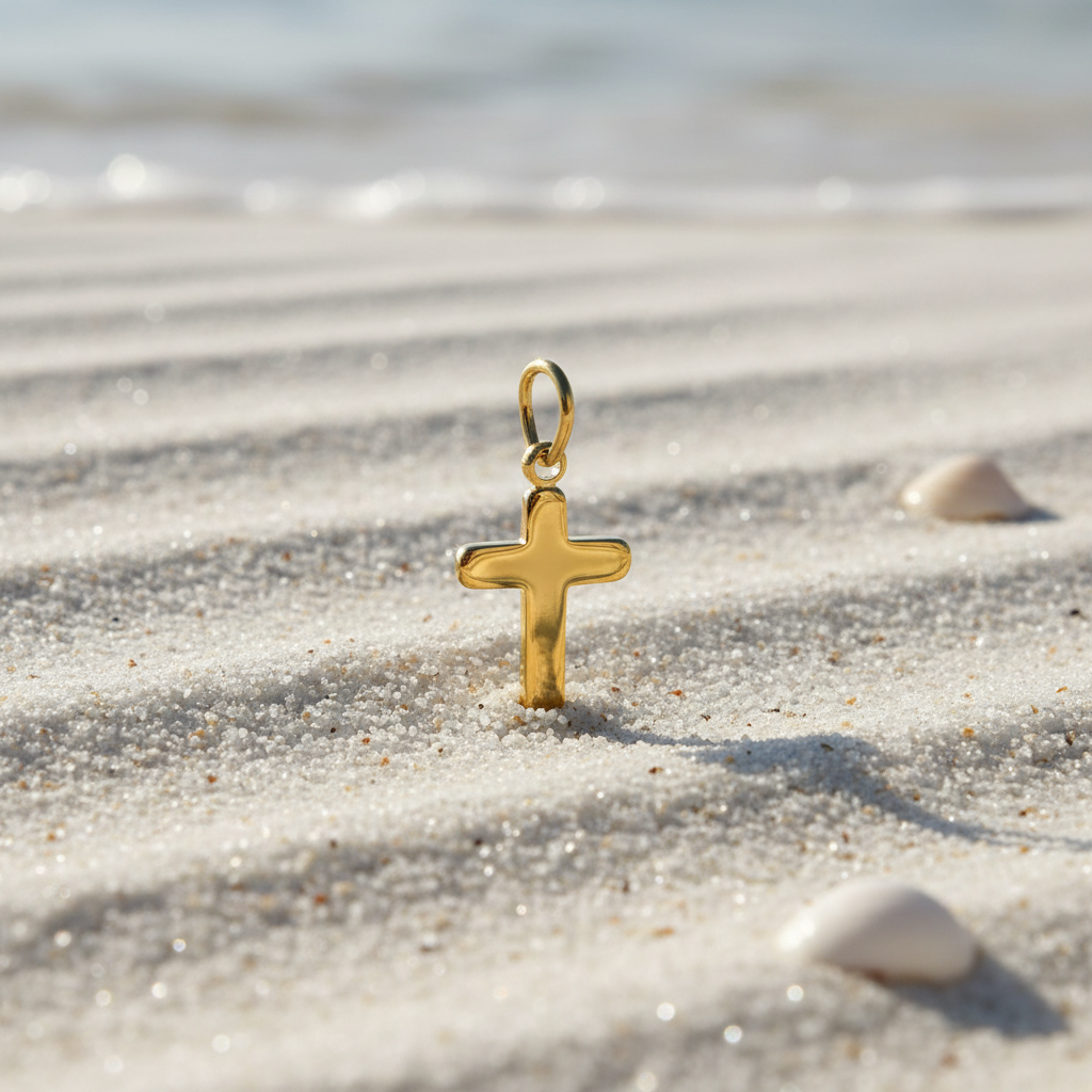 Cross Charm - White Sand