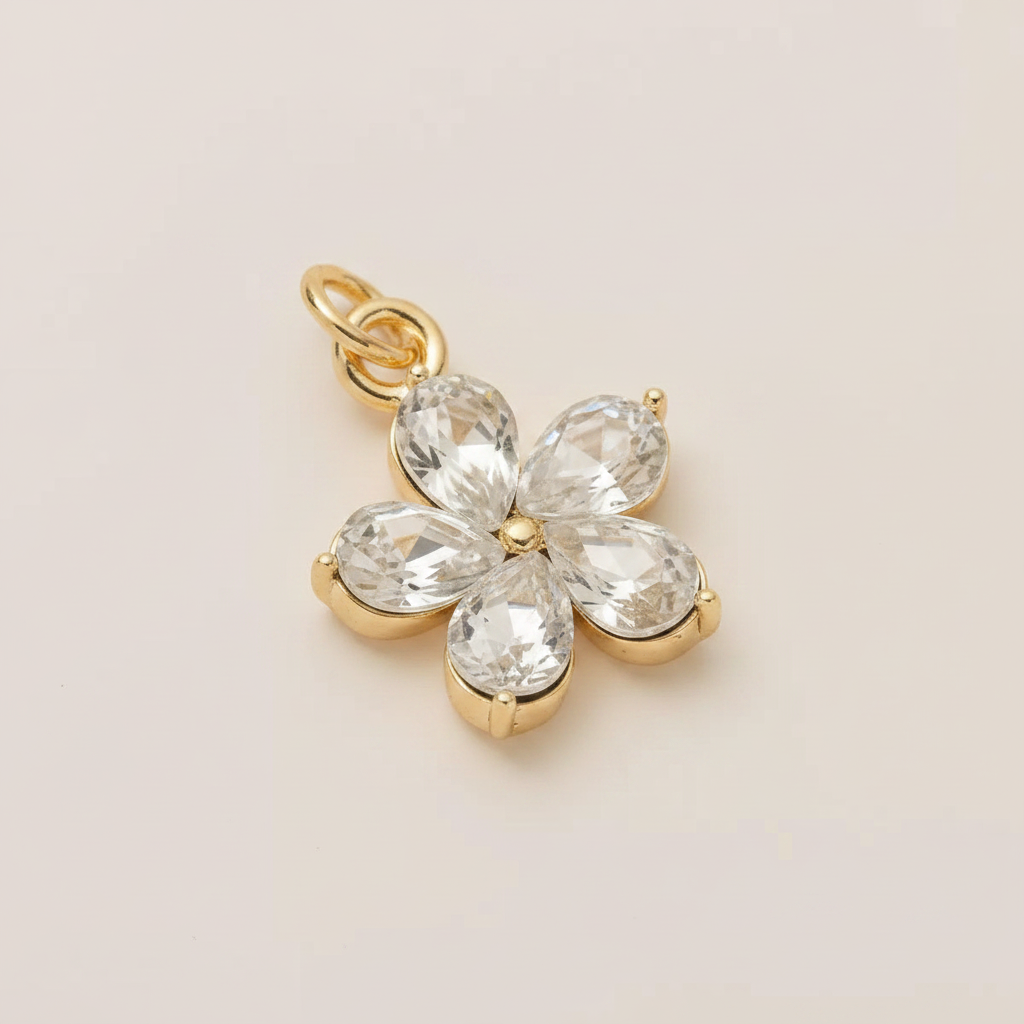 Crystal Flower Charm - Angled