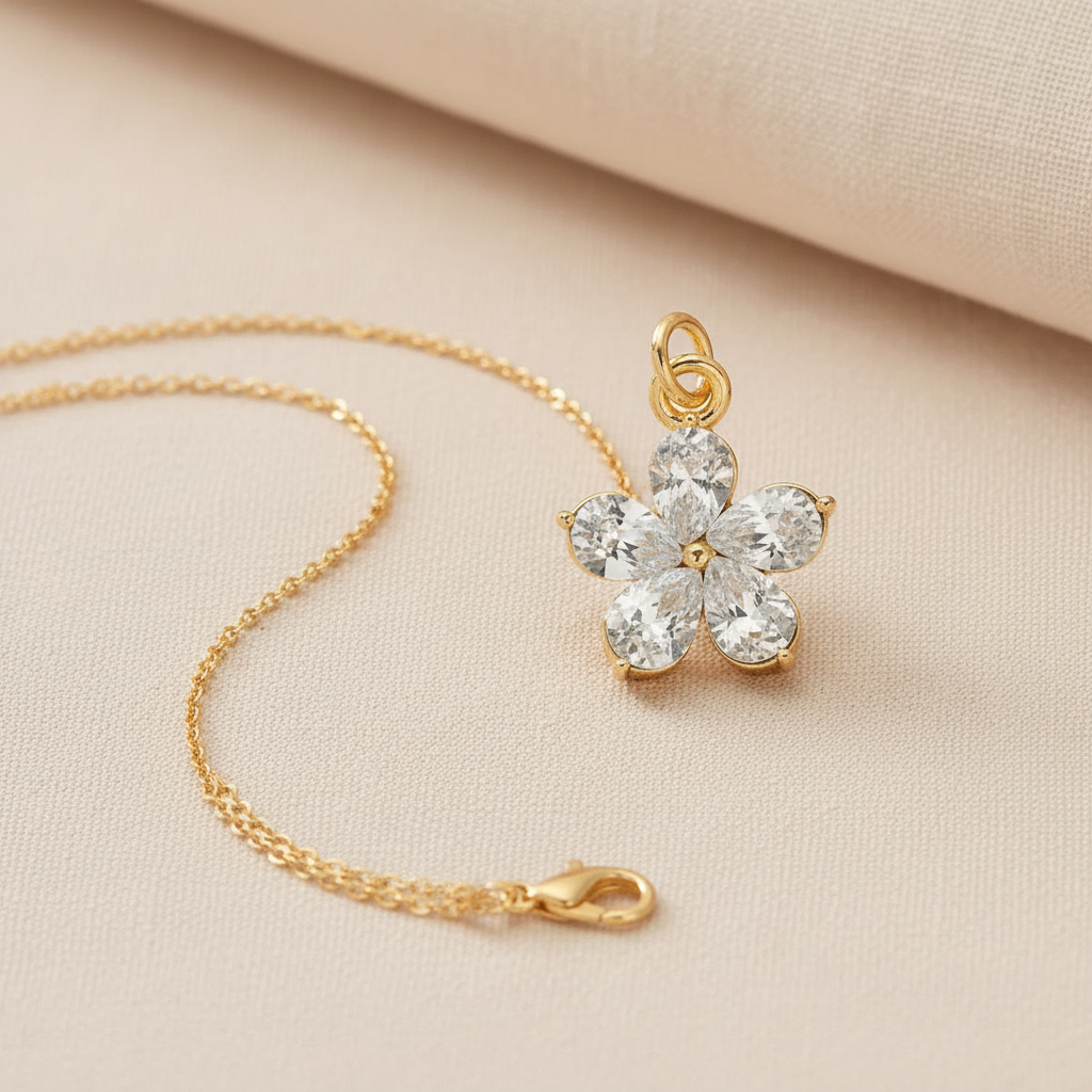 Crystal Flower Charm - Flat Lay