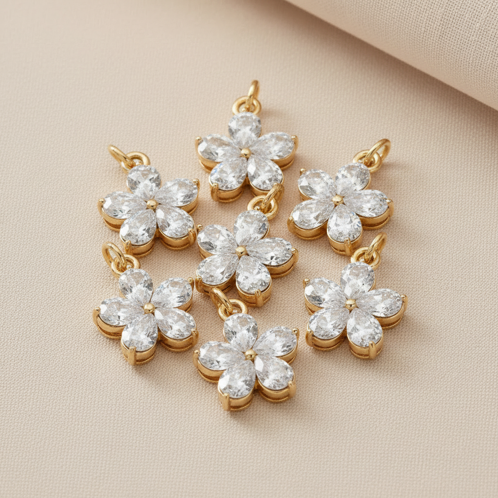 Crystal Flower Charm - Group Flat Lay