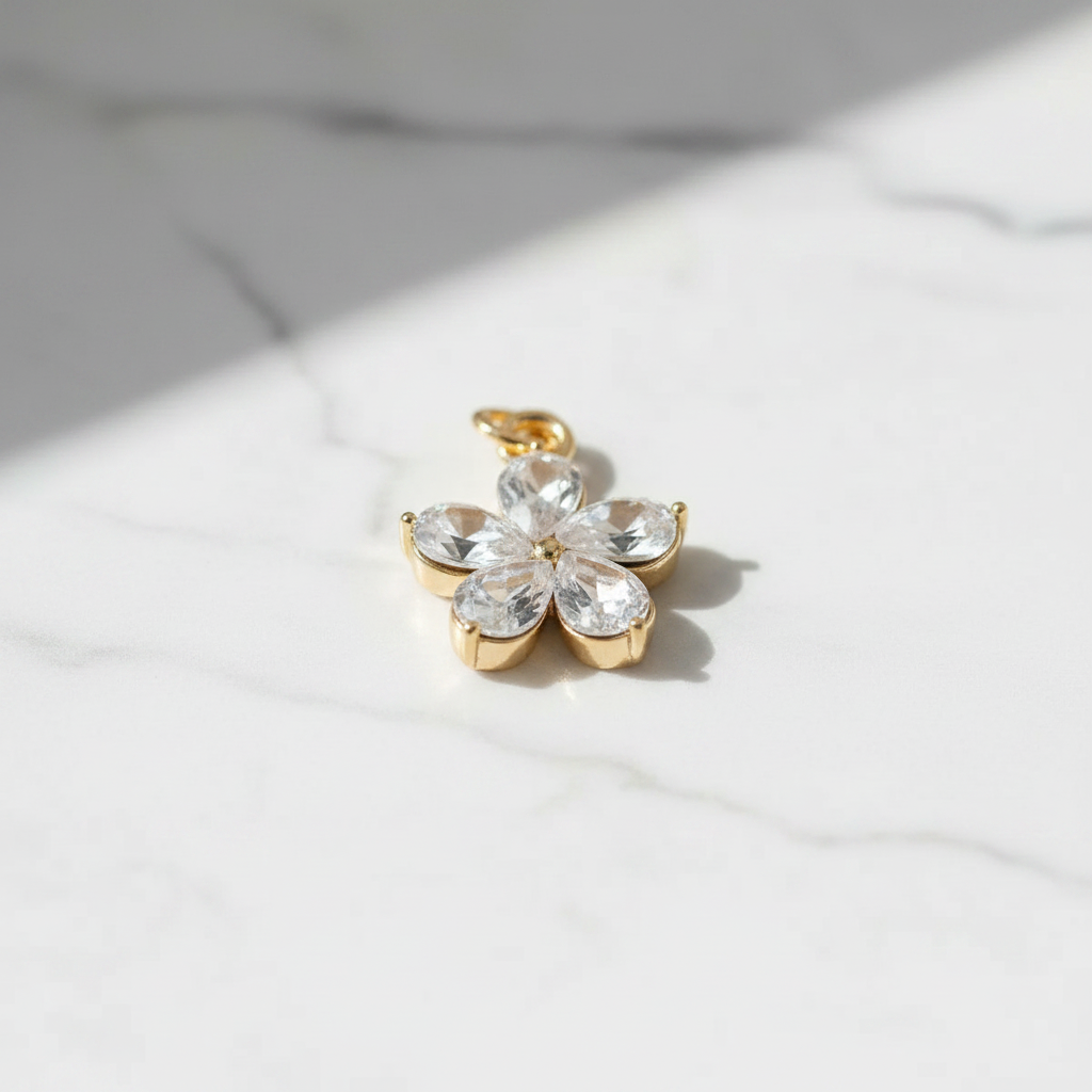 Crystal Flower Charm - Marble