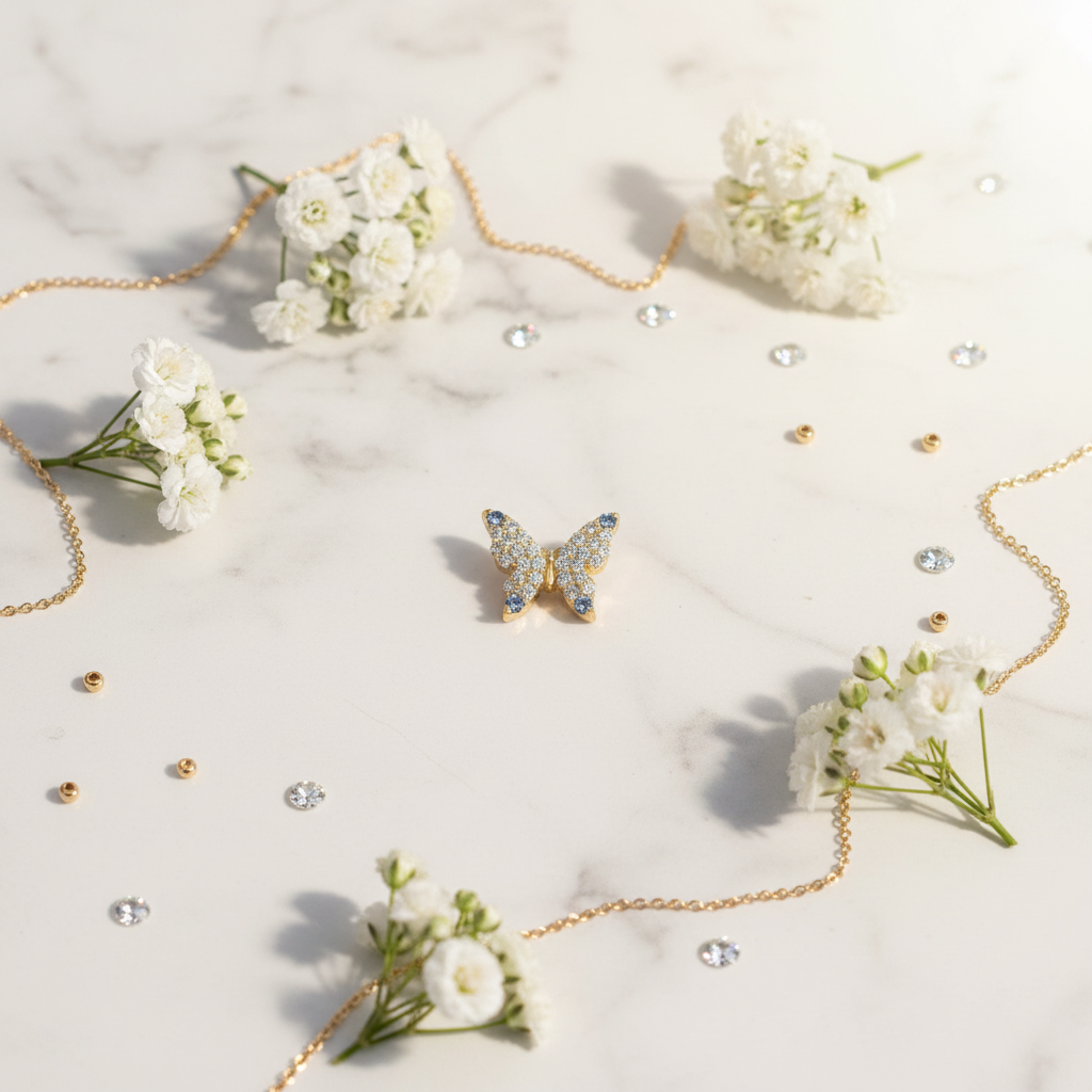 Diamond Butterfly Marble Flatlay