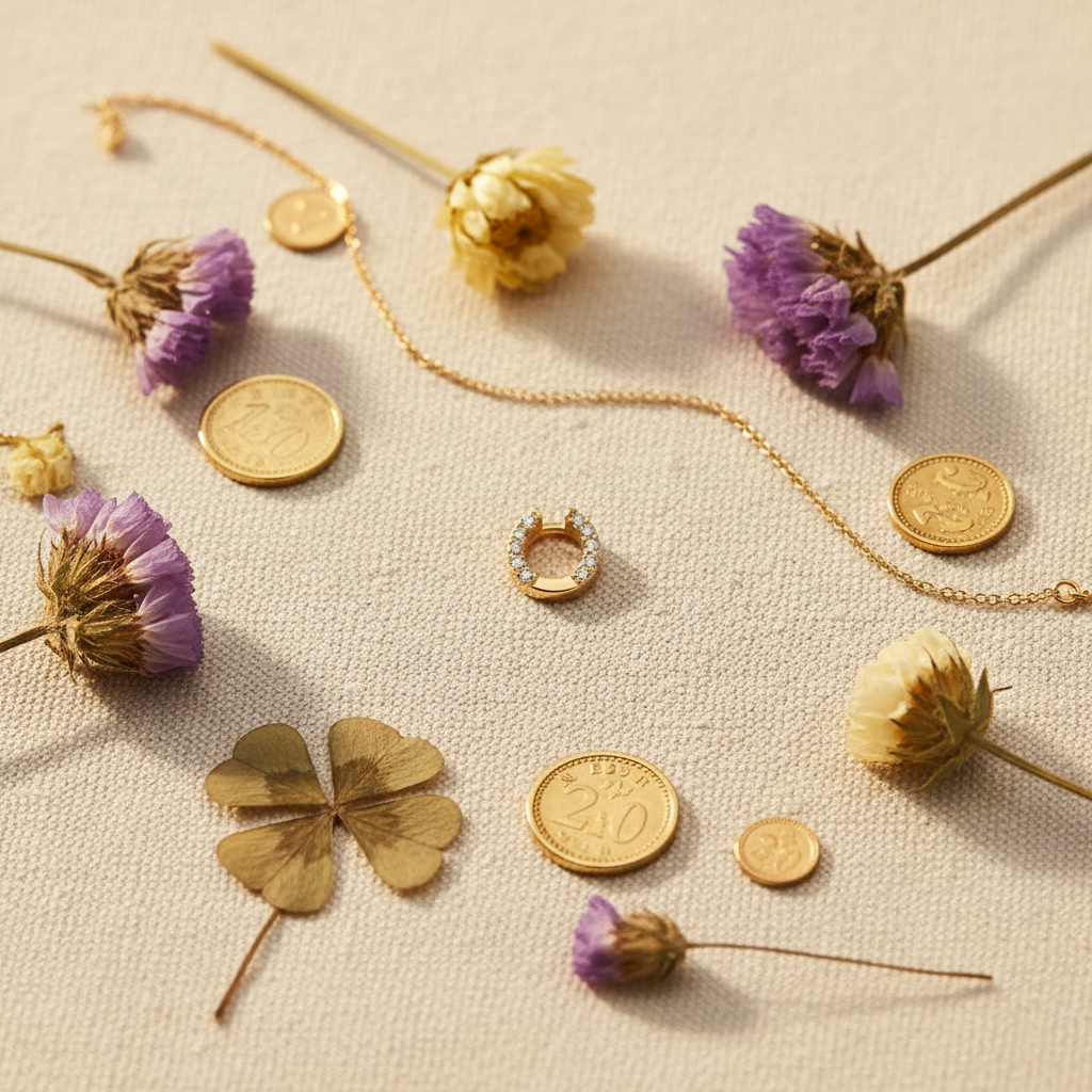 Diamond Horseshoe Lucky Flatlay