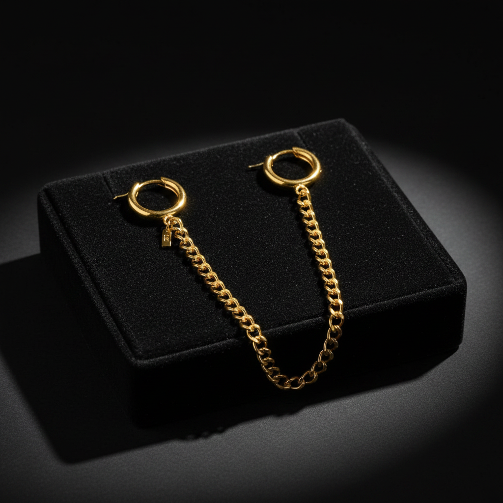 Earring on velvet tray