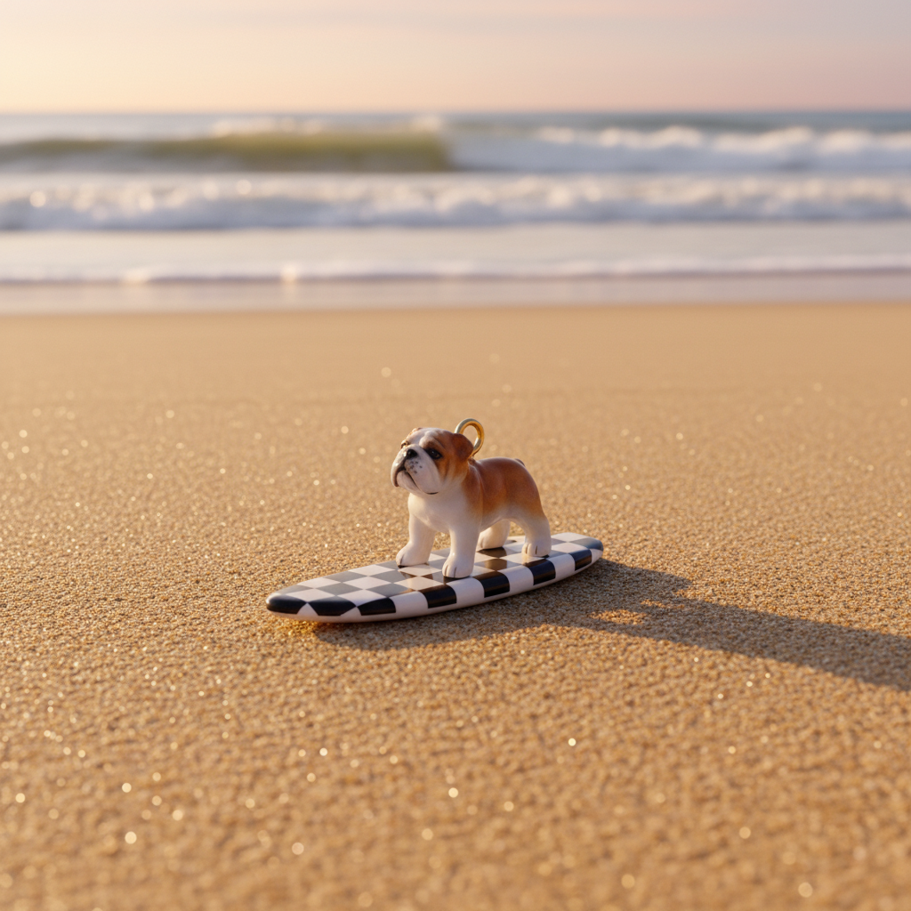 English Bulldog Charm - Beach Scene