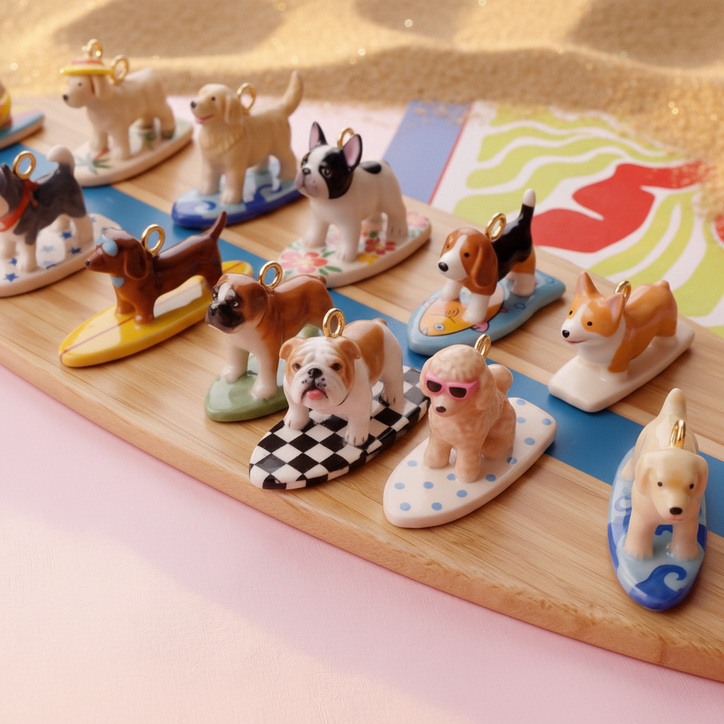 English Bulldog Charm - Wooden Board Display