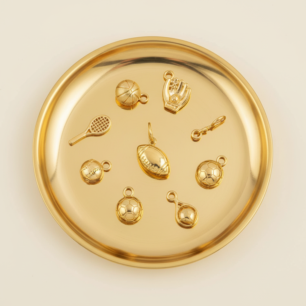Football Charm - Gold Jewelry Tray