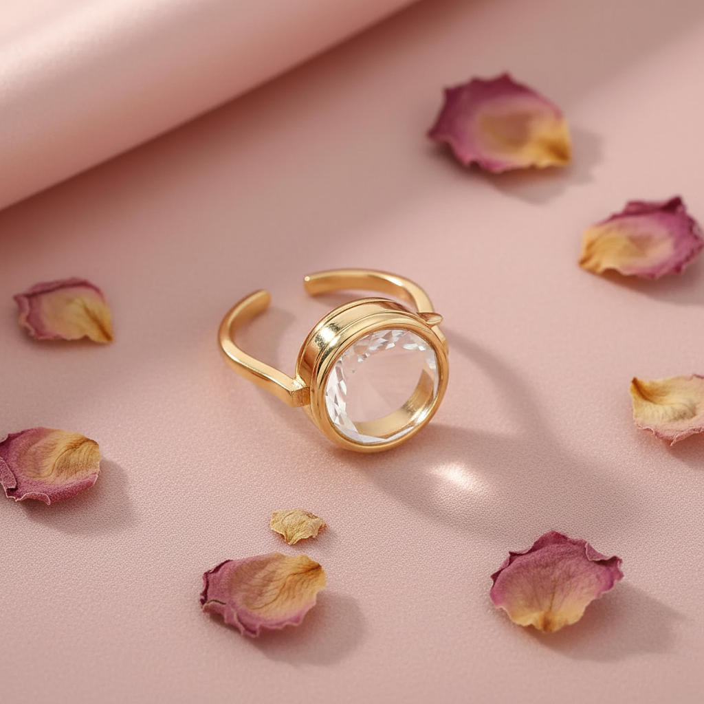Glass Locket Ring - Blush Pink Flatlay