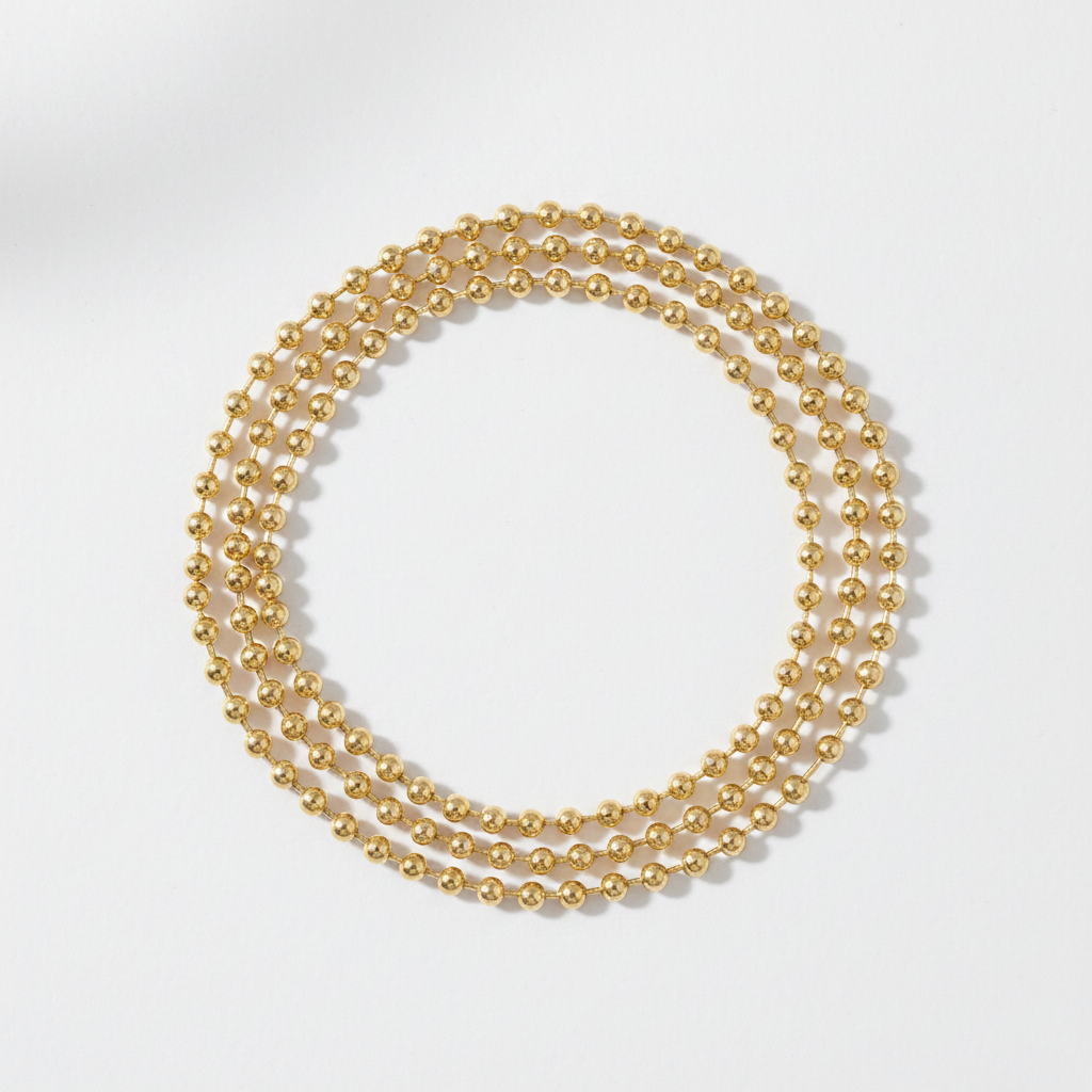 Gold Ball Chain Necklace - Coiled Circle