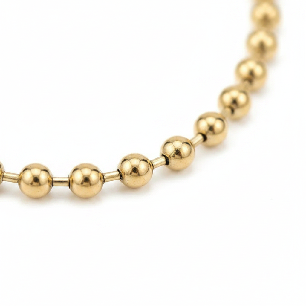 Gold Ball Chain Necklace - Macro Detail