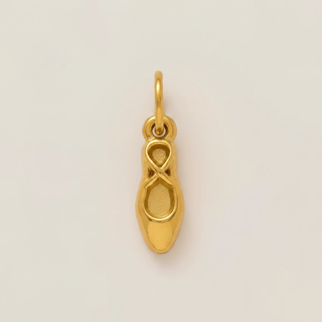 Gold Ballet Shoe Charm Flat Lay