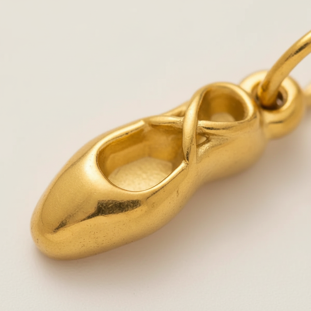 Gold Ballet Shoe Charm Macro