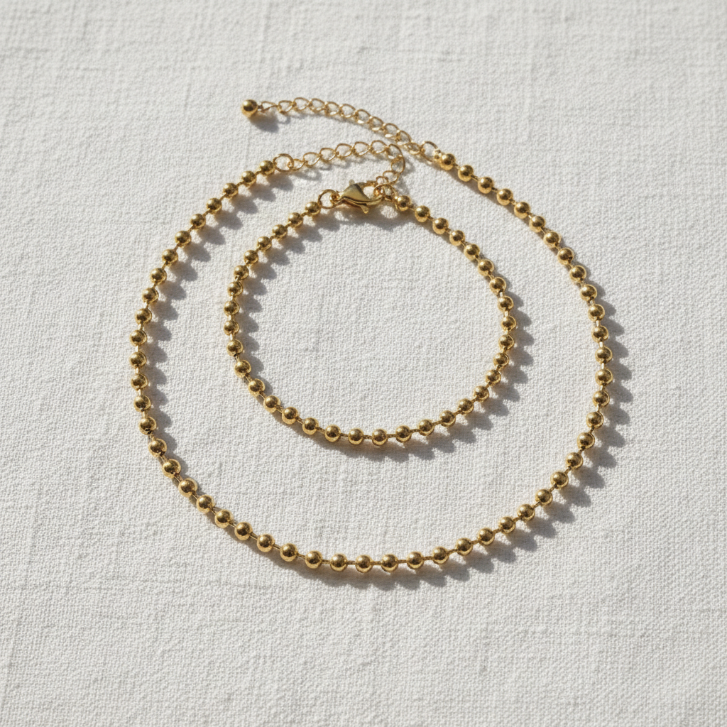 Gold Bead Bracelet - Linen Set Display