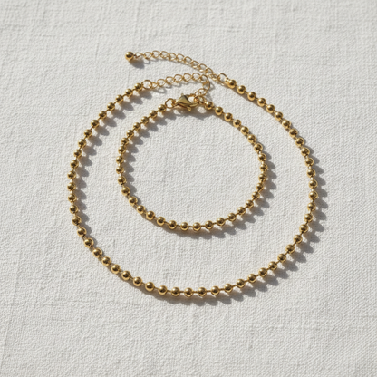 Gold Bead Bracelet - Linen Set Display