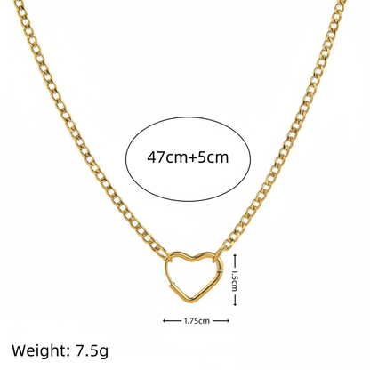Gold Cuban Link Heart Necklace - Style 1