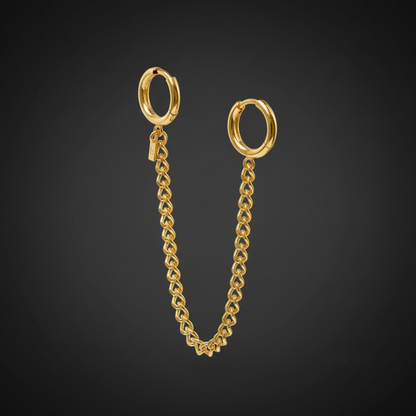 Gold Double Hoop Chain Earring 6