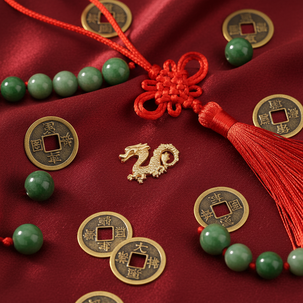 Gold Dragon Charm CNY Flatlay