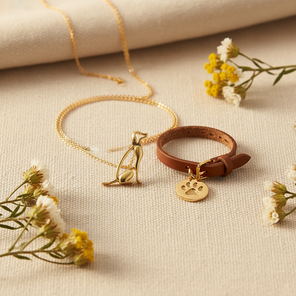 Gold Hound Dog Pet Flatlay