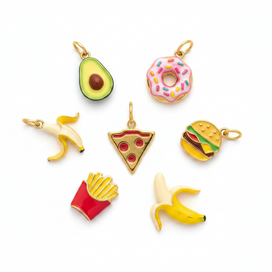 Gold Pizza Charm - Collection Flatlay