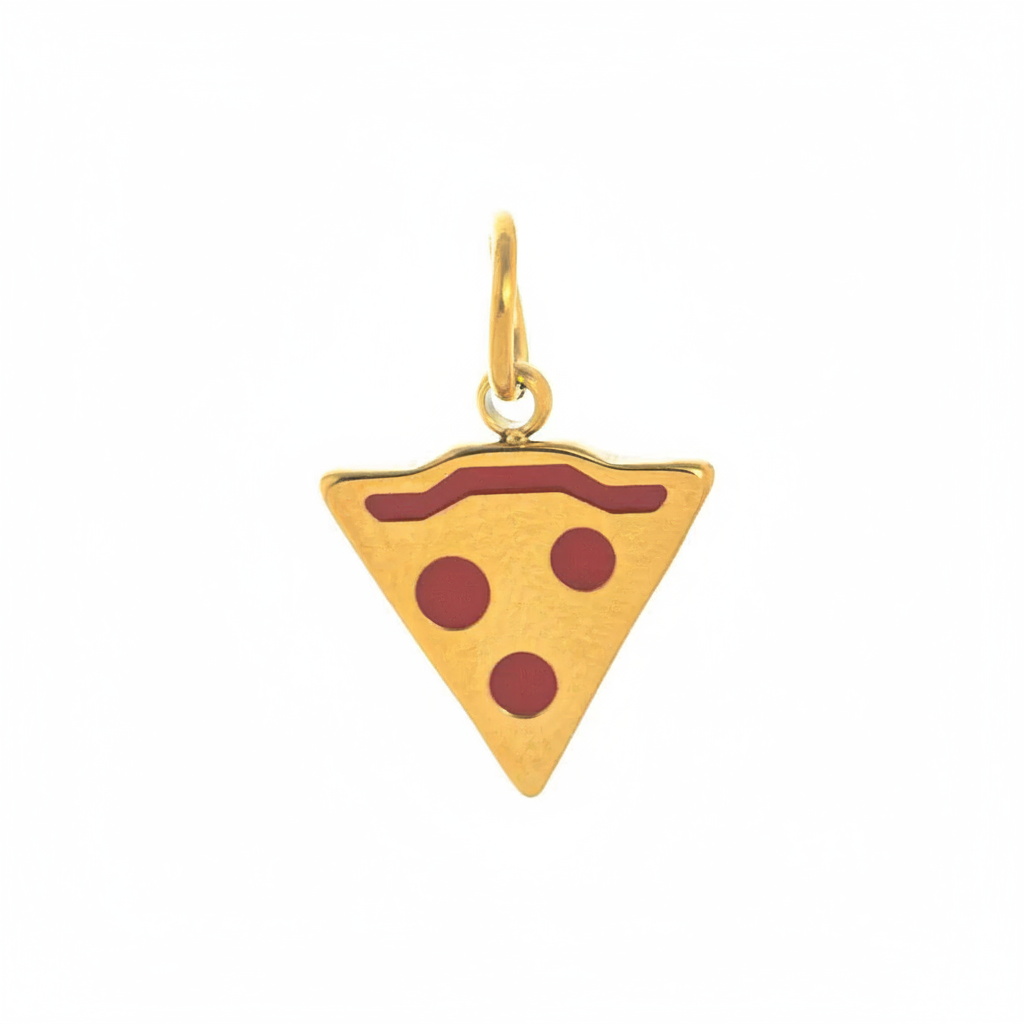 Gold Pizza Charm - White Background