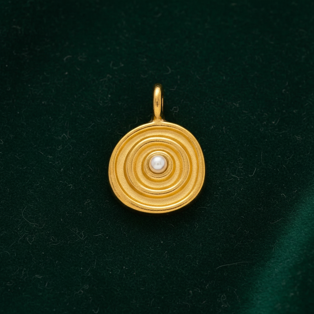 Gold Spiral Pearl Pendant 1