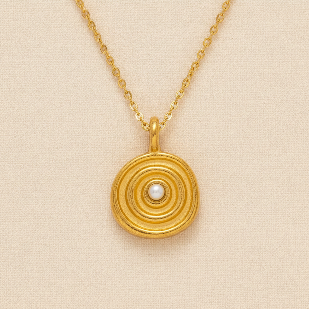 Gold Spiral Pearl Pendant 4