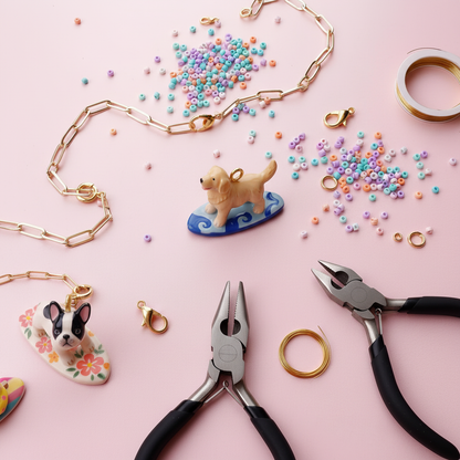 Golden Retriever Charm - DIY Jewelry Flatlay