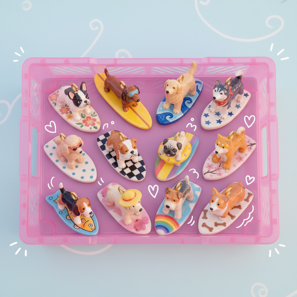 Golden Retriever Charm - Pink Crate Display