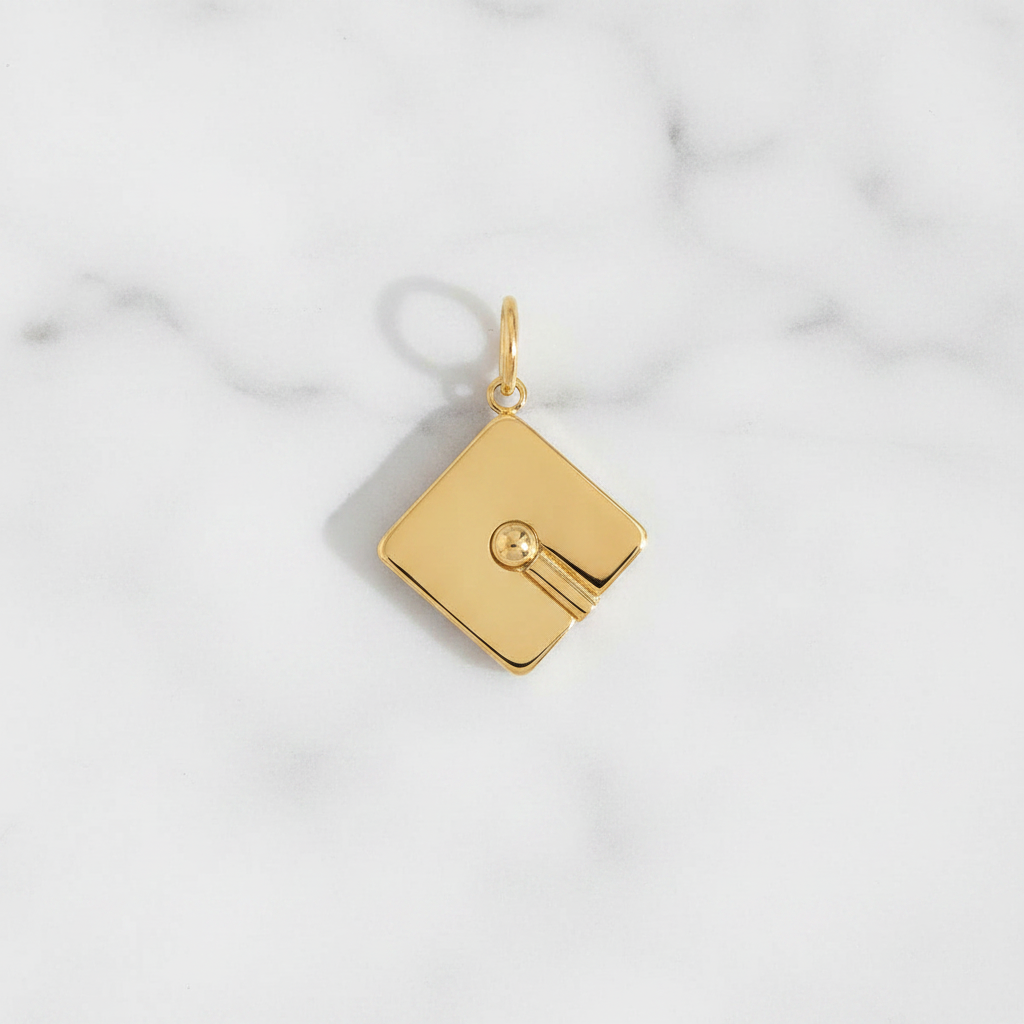 Graduation Cap Charm - Marble Flat Lay
