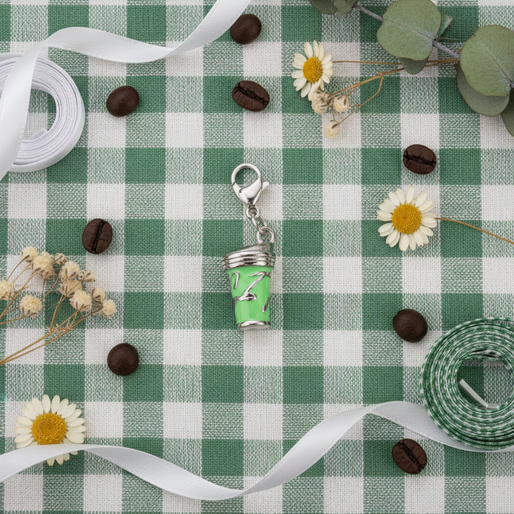 Green Cup Charm - Flat Lay