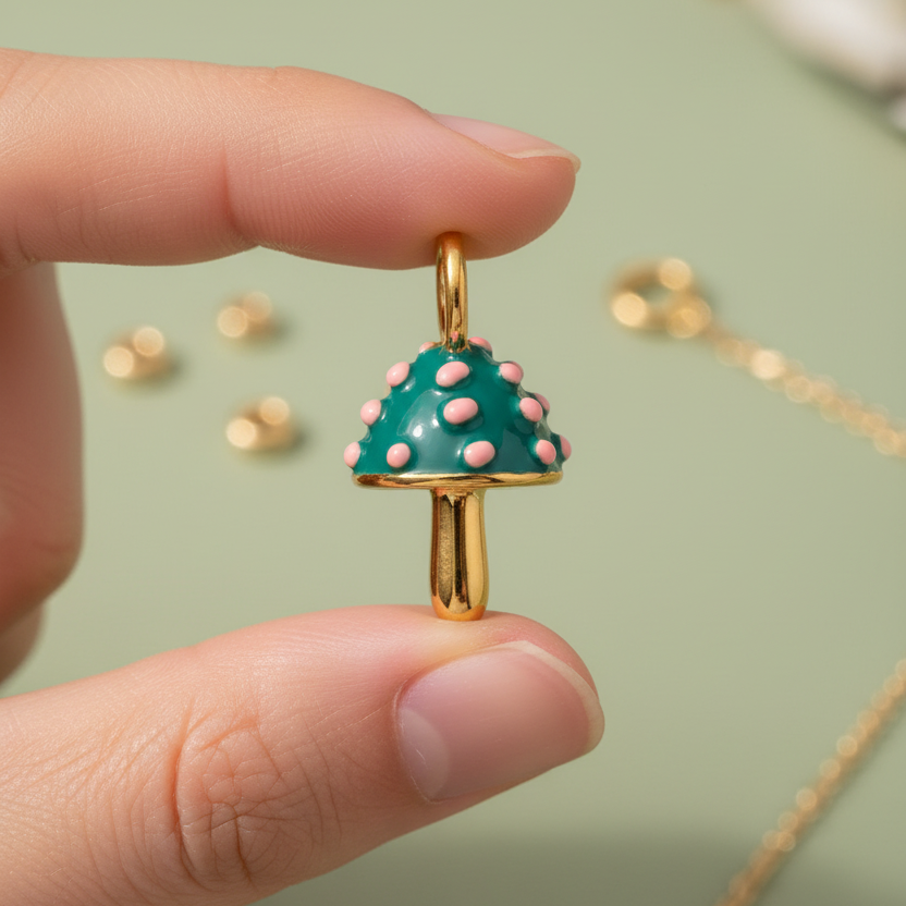 Green Mushroom Charm - Hand Hold DIY