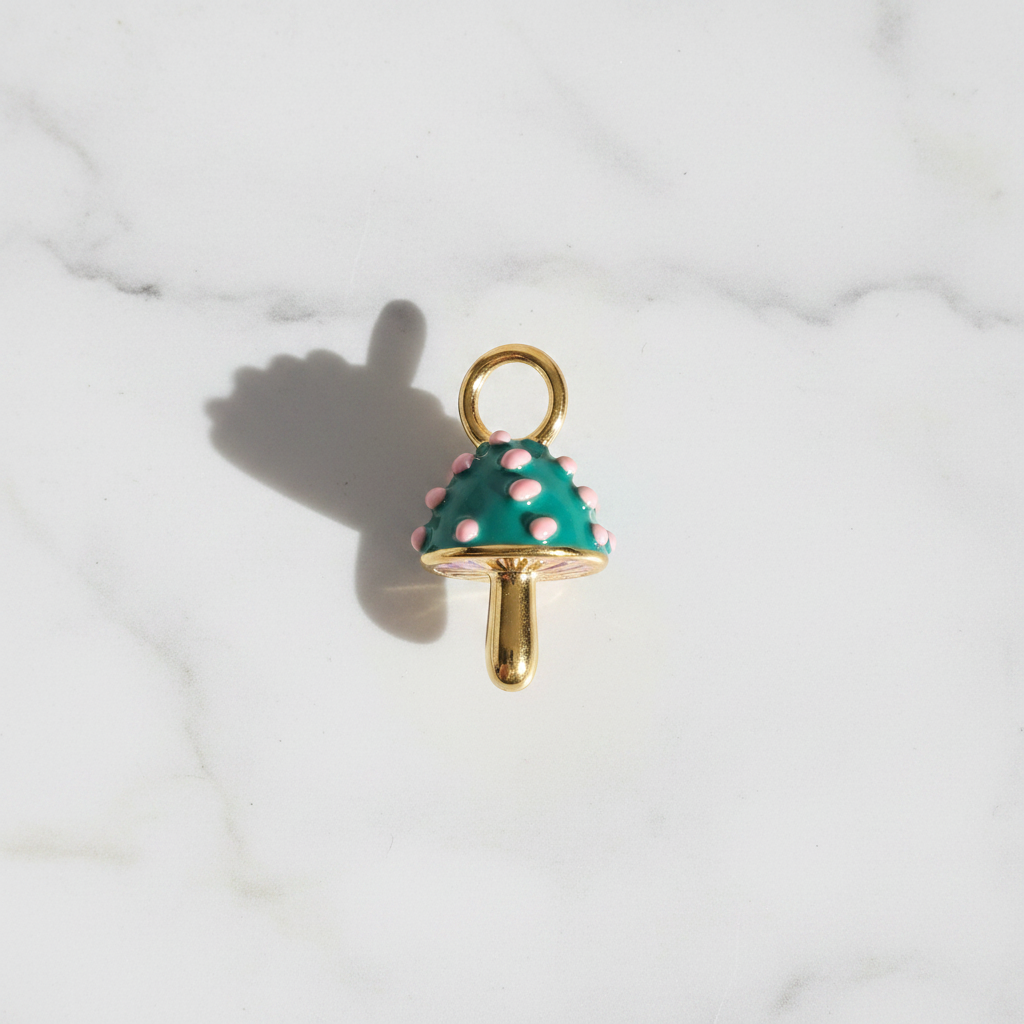 Green Mushroom Charm - Marble Flat Lay