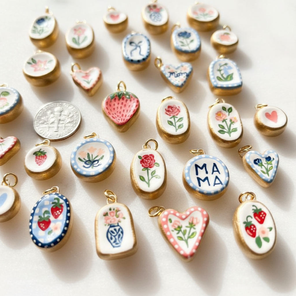 Handpainted charms close-up